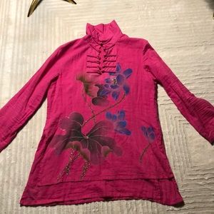 COPY - Chinese Qipao style Pink Lotus  Blouse size 4-6